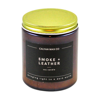 Smoke & Leather | Amber Jar Soy Candle