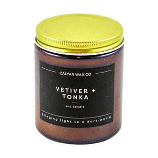 Vetiver + Tonka | Amber Jar Soy Candle