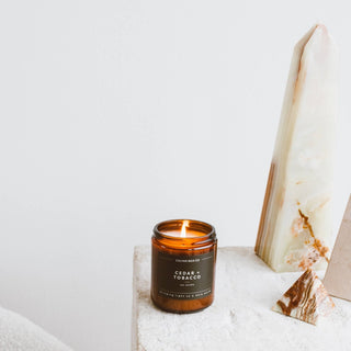 Cedar + Tobacco | Amber Jar Soy Candle