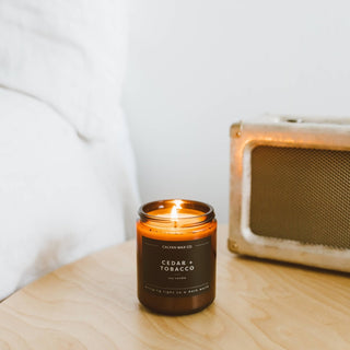 Cedar + Tobacco | Amber Jar Soy Candle