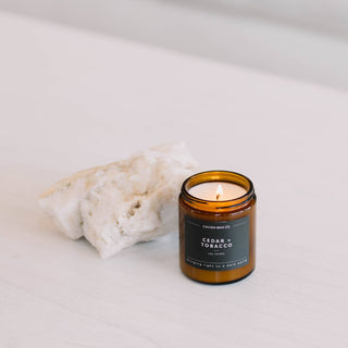 Cedar + Tobacco | Amber Jar Soy Candle