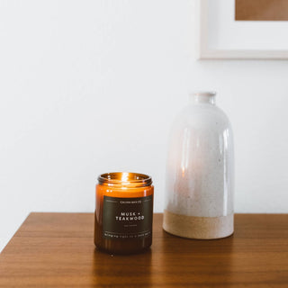 Musk + Teakwood | Amber Jar Soy Candle