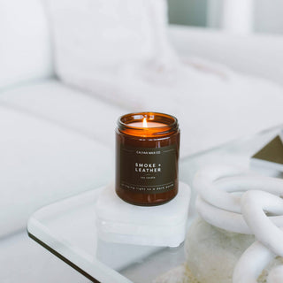 Smoke & Leather | Amber Jar Soy Candle