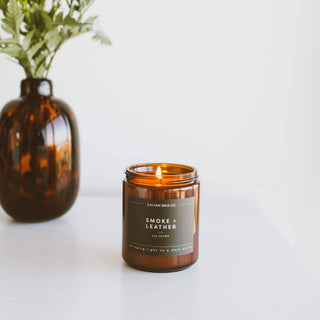 Smoke & Leather | Amber Jar Soy Candle