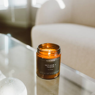 Vetiver + Tonka | Amber Jar Soy Candle