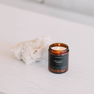 Vetiver + Tonka | Amber Jar Soy Candle